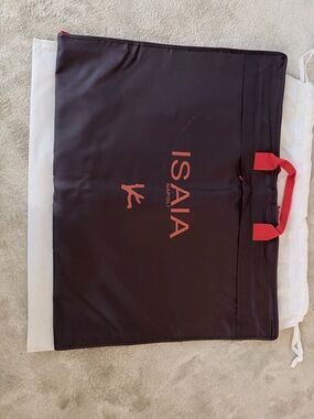 Isaia Navy Garment Bag with Red Accents